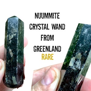 Nuummite Crystal Wand From Greenland  Encoded To Merlin RARE Evil Eye Shield Gift for Her, Gift for Him healing Crystals  #419B