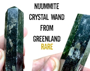 CRYSTALS Nuummite Crystal Wand From Greenland  Encoded To Merlin RARE Evil Eye Protection Gift for Her, Gift for Him healing Crystals  #419B