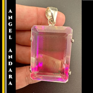 Andara Crystal Necklace Rainbow Authentic Mt Shasta Encoded to Archangels Blessed at Archangel Michael Vortex Sterling Silver Jewelry  #845