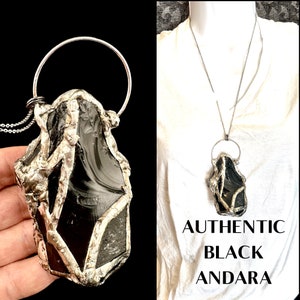 Andara Cystal Necklace AUTHENTIC Black Andara Silver for Spiritual Warriors RARE Mt Shasta Lady Nellie Handmade Jewelry  Gift for Her #1326