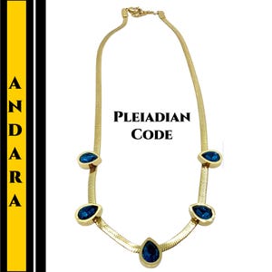 Collar de Cristal Andara para Semillas Estelares: Joyería chapada en oro certificada y codificada para los Pleyadianos. Collar espiritual para la autoactivación n.° 1344.