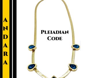 Andara Kristallhalskette für Sternensaaten - Zertifizierter vergoldeter Schmuck, verschlüsselt für die Plejadier, spirituelle Halskette zur Selbstakzeptanz #1344