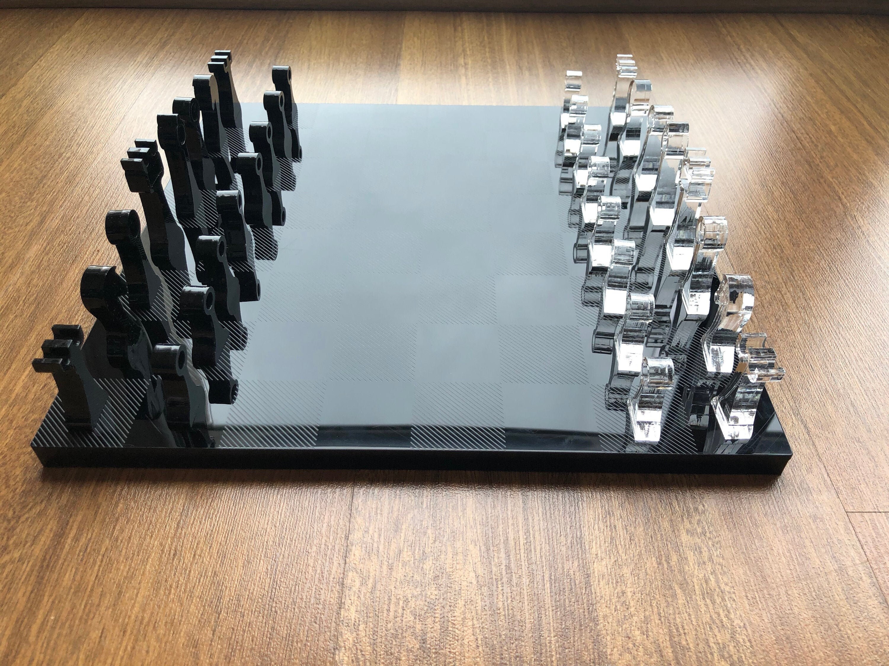 Luxury Handmade Compact Chess Set, Chess Set for Collectors, Glass Bo…