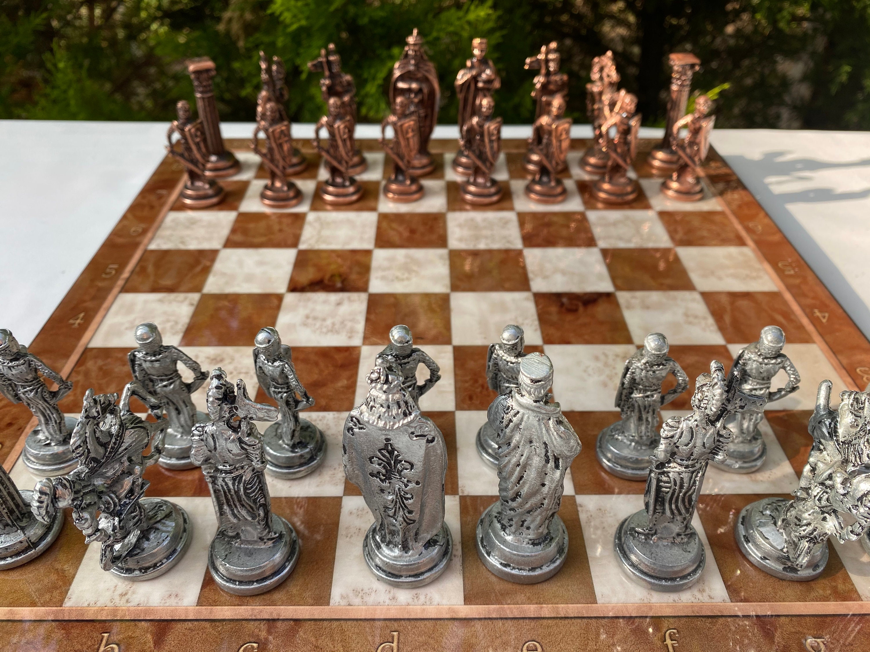 Chess Set Zamak Figures Wooden Board Handmade Chess Set with Etsy