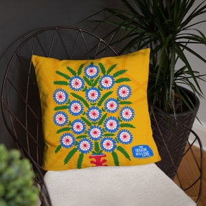 Ukrainian ethnographic pillow with flowers - 18x18 - 20x12 - 22x22 pillow cover - made in Ukraine - Ukrainian shops - Pillow Cover - UA