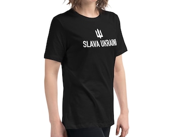 Slava Ukraini (Camiseta de mujer) Camisetas de arte ucraniano / Camiseta unisex / Apoya a Ucrania / Trident / UKR / UA