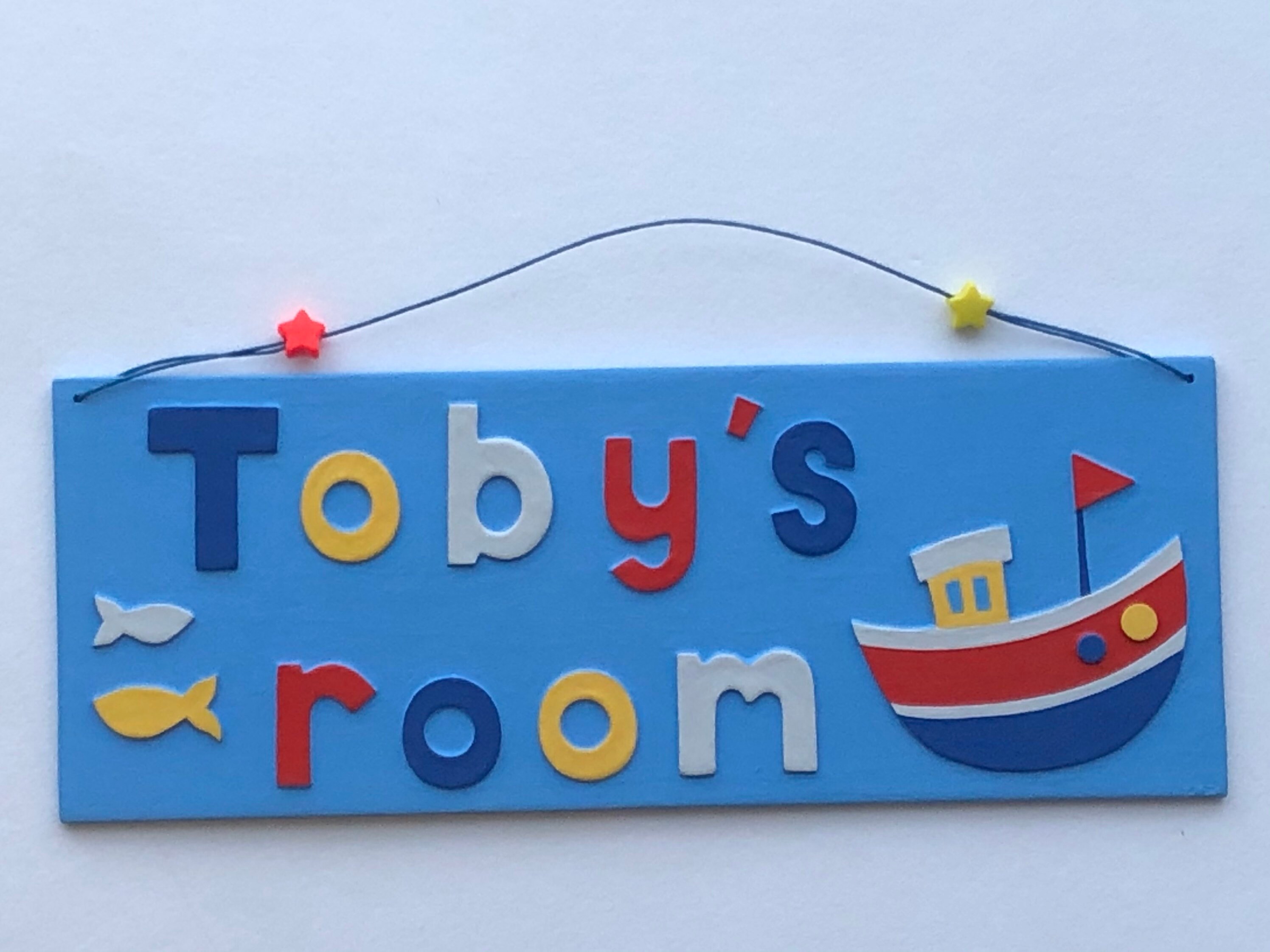 Any Name Boat Themed Personalised Name Plate With Sky Blue Etsy UK