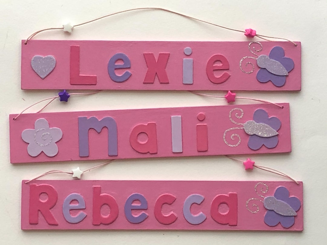Any Name Baby Pink Butterfly Name Plate Etsy