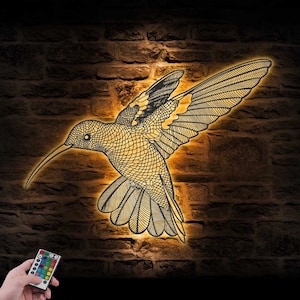 Hummingbird Metal Wall Art LED Light Hummingbird Lover Name Sign Home Decor Kids Nursery Decoration Housewarming Christmas Birthday Gift