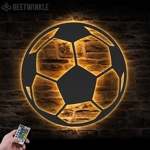 Boy Soccer Ball Metal Wall Art Led Light Girl Football Player Lover Sign Home Decor Kid Nursery Decoration Football Coach Birthday