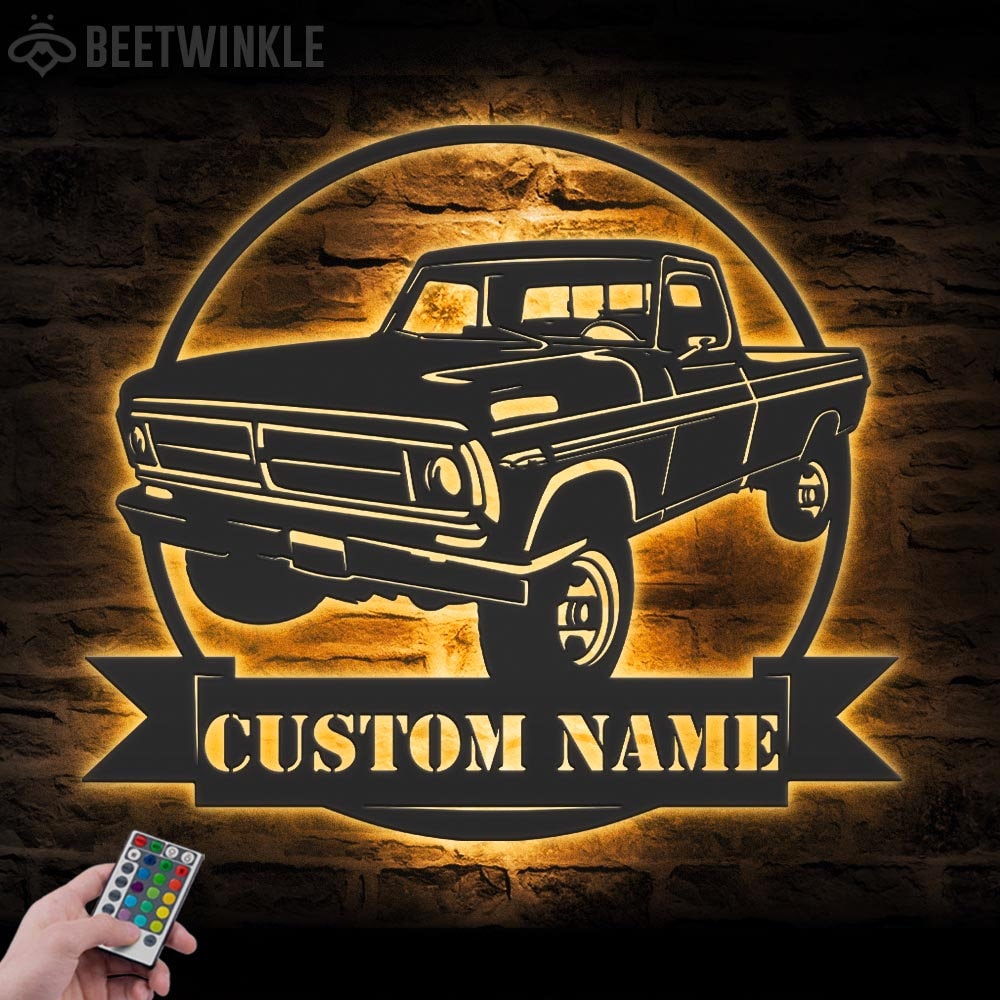 Custom Garage Metal Wall Art LED Light Personalized Classic Muscle Car Name Sign Home Decor Mechanic Repair Decoration Repairman Birthday