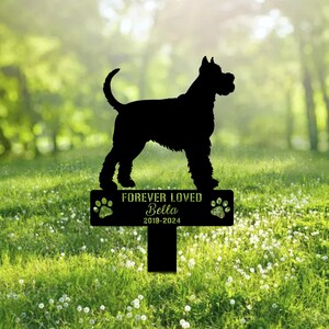Custom Schnauzer Dog Metal Memorial Garden Stake Personalized Pet Grave Marker Name Sign Remembrance Stake Decor Sympathy Dog Loss