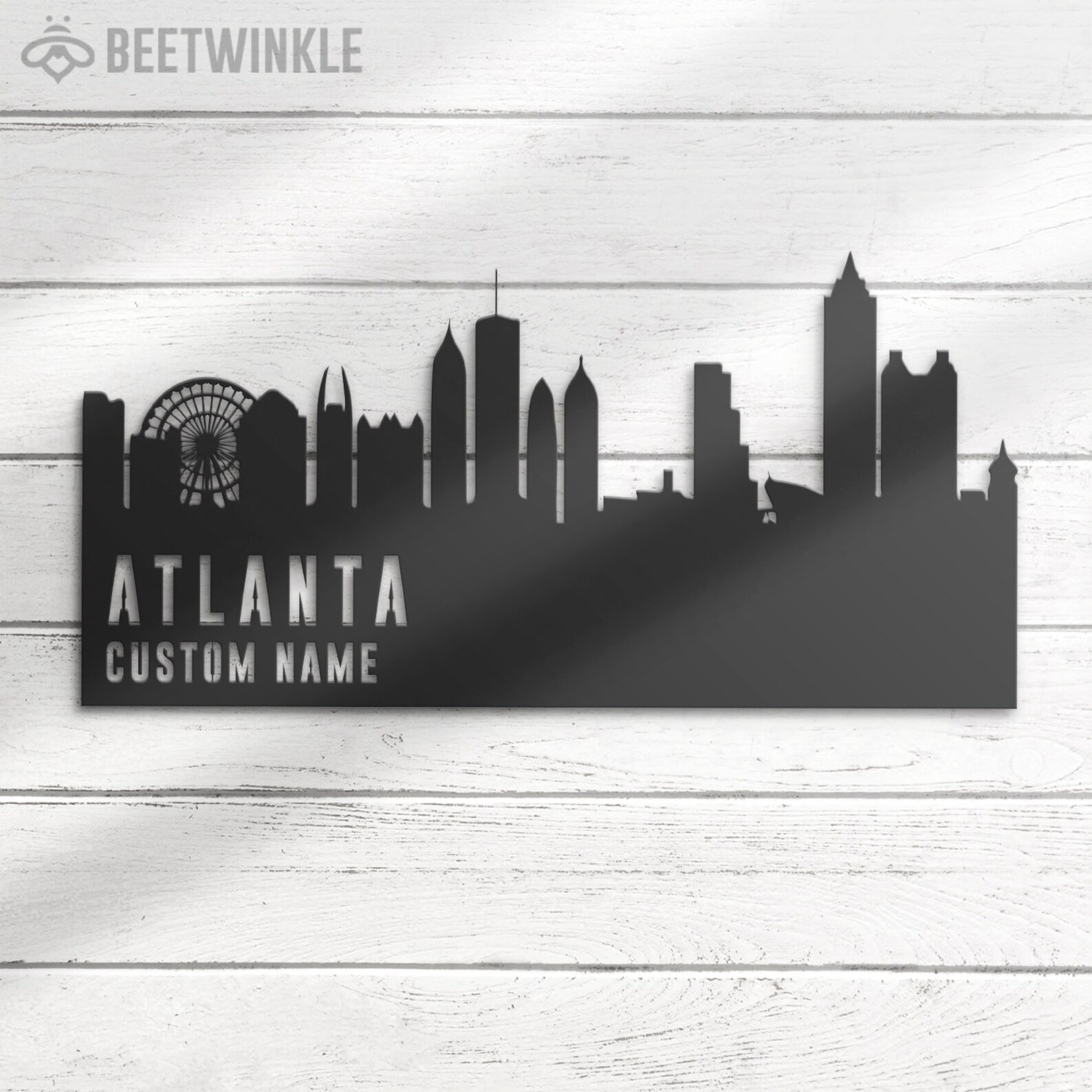 Custom Atlanta Skyline Metal Wall Art LED Light Personalized Georgia ...
