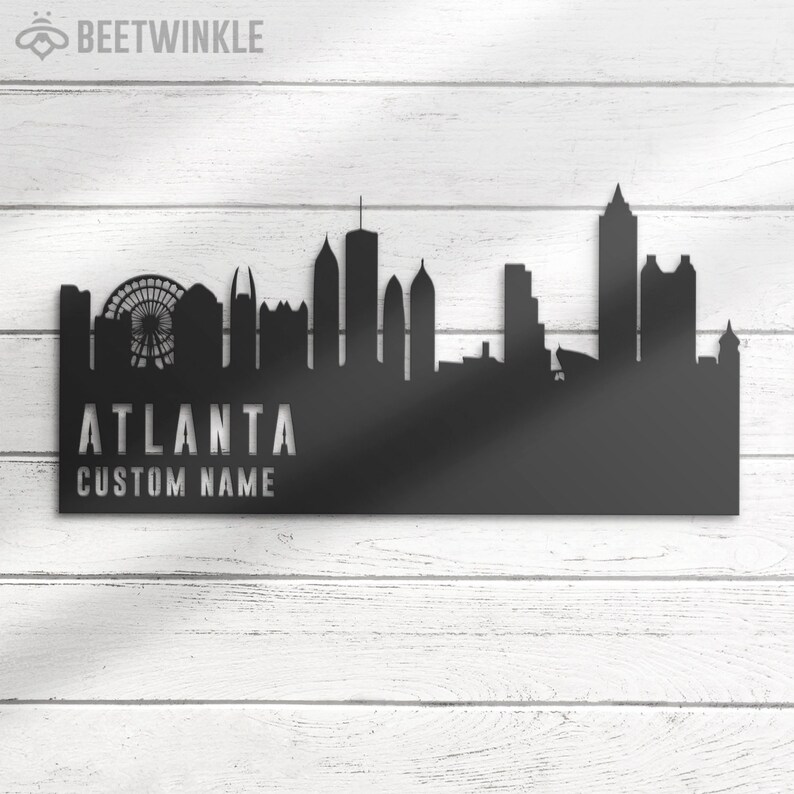 Custom Atlanta Skyline Metal Wall Art LED Light Personalized Georgia ...