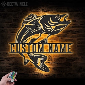 Walleye Bite sign Fishing Trout Name Sign, Family Name Sign - YeCustom