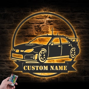 Custom Garage Metal Wall Art LED Light Personalized Classic Muscle Car Name Sign Home Decor Mechanic Repair Decoration Repairman Birthday