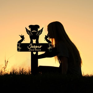 Custom Boxer Dog Memorial Stake Metal Personalized Dog Loss Grave Marker Sign Remembrance Stake Decor Angel Wing Pet Sympathy Sign Gift