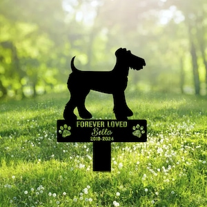 Custom Airedale Terrier Metal Memorial Garden Stake Personalized Pet Grave Marker Name Sign Remembrance Stake Decor Sympathy Dog Loss Gift