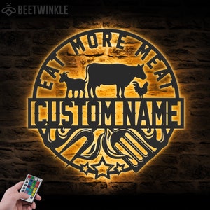 Custom Grill Metal Wall Art LED Light Personalized Backyard BBQ Name Sign Home Decor Barbecue Decoration Patio Housewarming Xmas Birthday