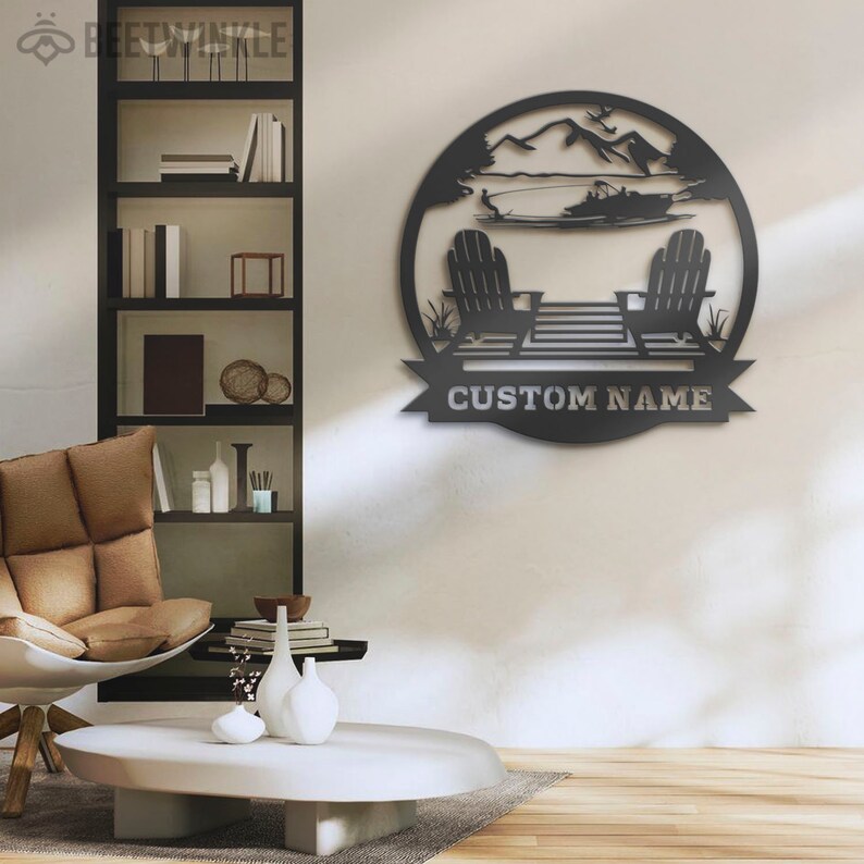 Custom Lake House Metal Wall Art LED Light Personalized Lake Etsy