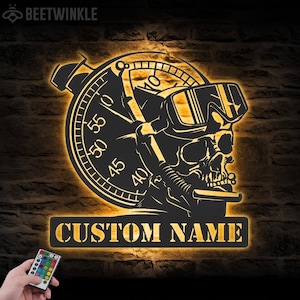 Custom Scuba Diving Metal Wall Art LED Light Personalized Diver Skull And Compass Name Sign Home Decor Beach Life Nursery Decoration Xmas