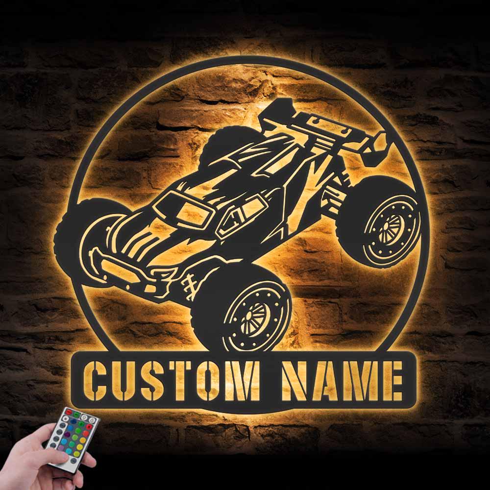 Custom Radio Control Car Metal Wall Art LED Light Personalized RC Car RC Truck Name Sign Decor Remote Control Decoration Racer Christmas