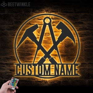 Custom Work Repairs Roofs Metal Wall Art LED Light Personalized Roofer Name Sign Home Decor Roofing Construction Decoration Birthday Xmas