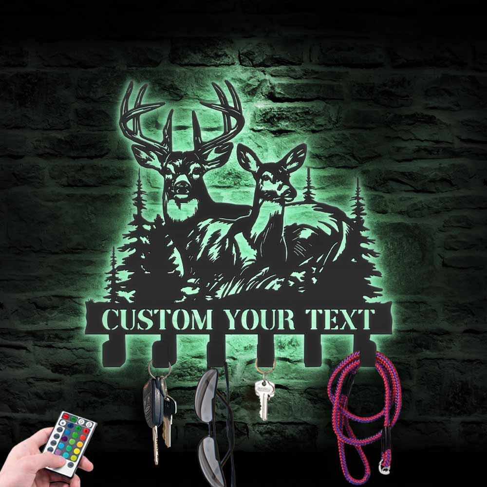 Metal Peddler Deer Family Key Hanger - 9 Inch Wide Wall Mount Key Rack, Made In USA