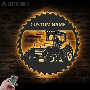 Custom Tractor Driver Metal Wall Art LED Light Personalized Farm Tractor Name Sign Home Decor Farm Truck Decoration Birthday Christmas Gifts