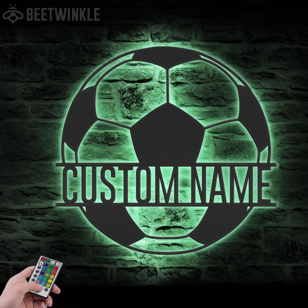 Panneau Mural Football En Métal Avec LED - Personnalisable - Décoration Bar, Salon - Neuf