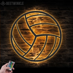 Boy Ball Volleyball Metal Wall Art LED Light Girl Volleyball Player Name Sign Home Decor Kid Nursery Decoration Man Cave Dad Mom Birthday