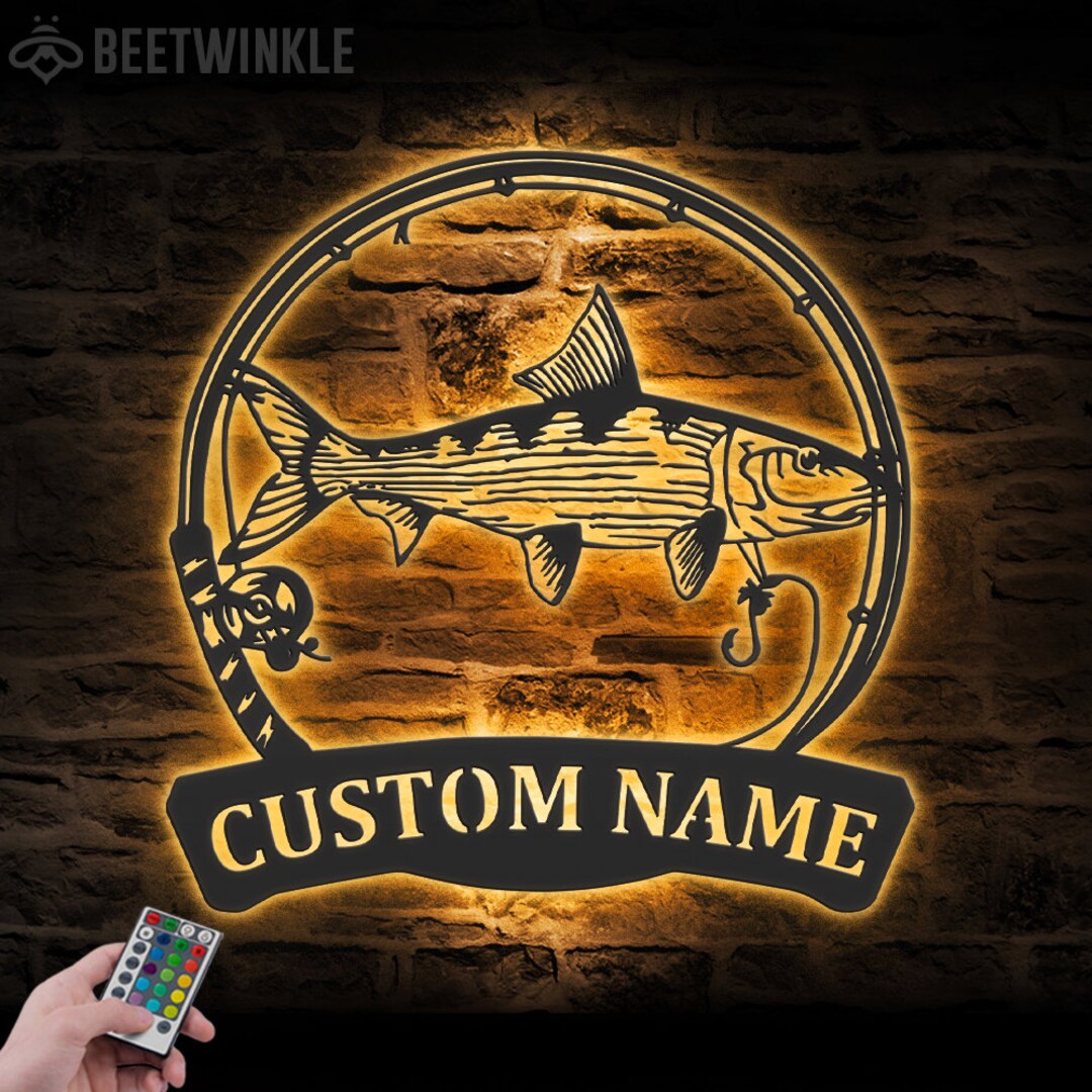 Custom Bonefish Fishing Metal Wall Art LED Light Personalized Etsy