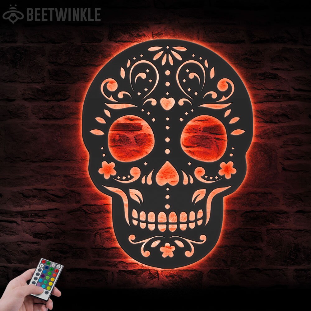 Day of the Dead Sugar Skull Neon Sign – Festive Decor for