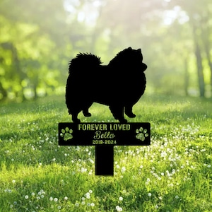 Custom American Eskimo Metal Memorial Garden Stake Personalized Pet Grave Marker Name Sign Remembrance Stake Decor Sympathy Dog Loss Gift