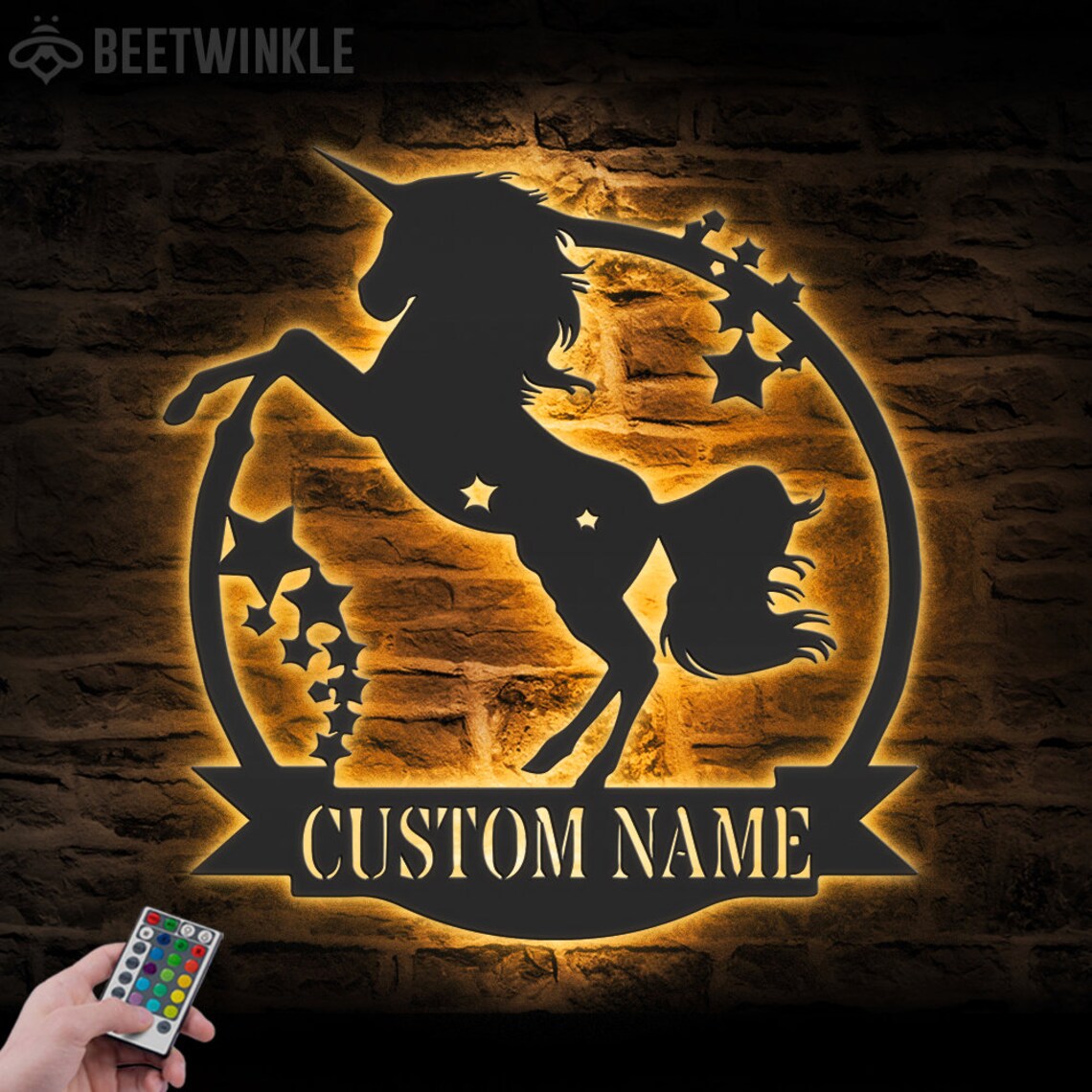 Custom Unicorn Metal Wall Art LED Light Personalized Unicorn Etsy