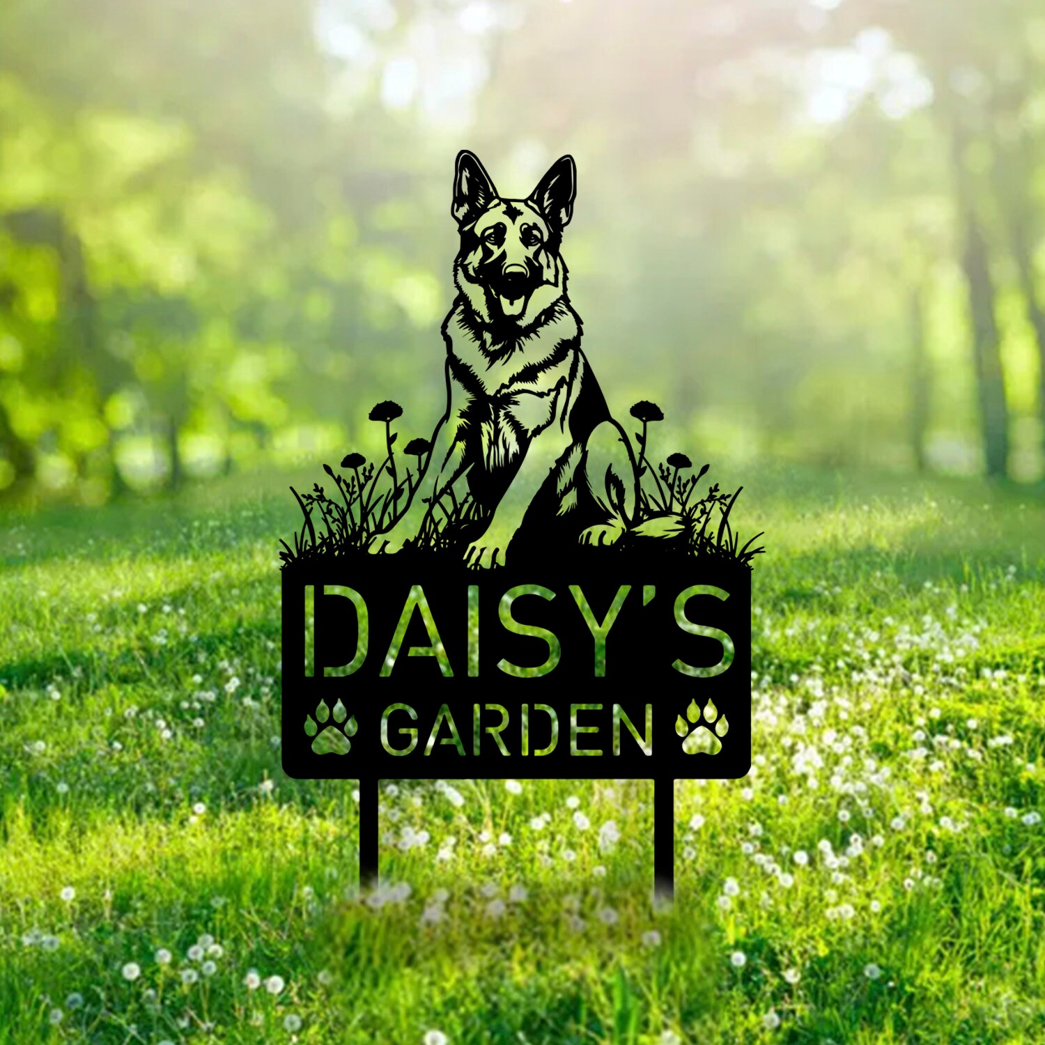 Custom German Shepherd Dog Metal Memorial Garden Stake Personalized Pet Grave Marker Name Sign Remembrance Stake Decor Sympathy Dog Loss