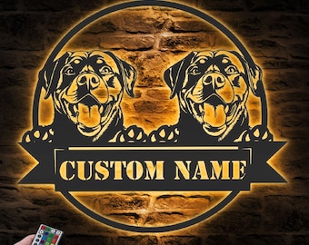 Rottweiler Kennel Names Custom Rottweiler Metal Wall Art LED Light