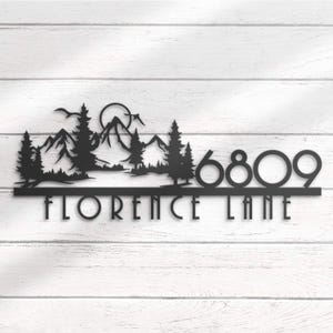 Numero civico personalizzato in metallo con indirizzo, numero civico personalizzato con nome della via, decorazione da appendere alla porta d'ingresso.