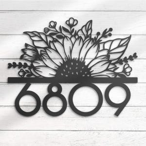 Custom Sunflower House Number Metal Address Sign Personalized Sunflower Home Number Name Hanging Front Door Patio Decor Christmas