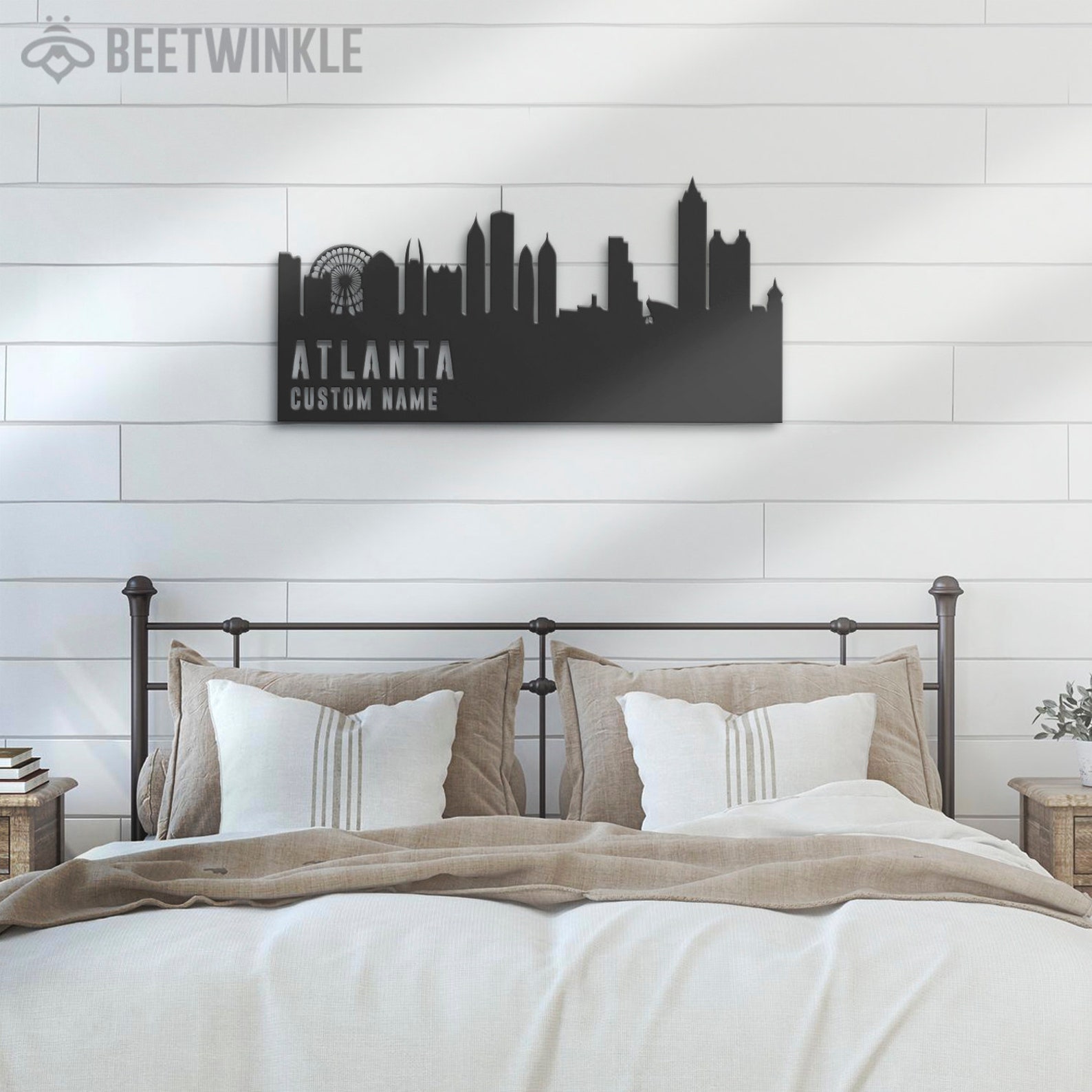 Custom Atlanta Skyline Metal Wall Art LED Light Personalized Georgia ...