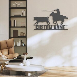 Custom Western Cowboy Cattle Roping Metal Wall Art LED Light ...
