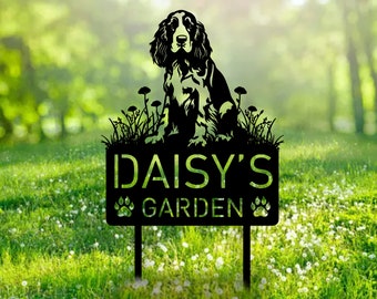 Custom Springer Spaniel Dog Metal Memorial Garden Stake Personalized Pet Grave Marker Name Sign Remembrance Stake Decor Sympathy Dog Loss