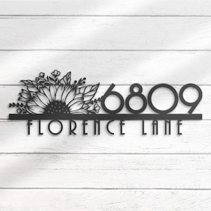 Custom Sunflower House Number Metal Address Sign Personalized Sunflower Home Number With Street Name Hanging Front Door Patio Decor Birthday