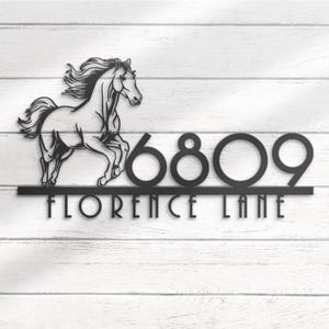 Custom Horse House Number Metal Address Sign Personalized Animal Home Number With Street Name Hanging Front Door Patio Decor Housewarming