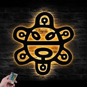Puerto Rico Taino Sun Sol God Symbol Metal Wall Art LED Light Made In Boriken Name Sign Home Decor Boricua Decoration Puerto Rican Birthday
