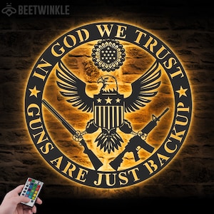 We The People In God We Trust Metal Wall Art Led Light US 2nd Amendment Sign Decoration United States Constitution Patriotic Decor