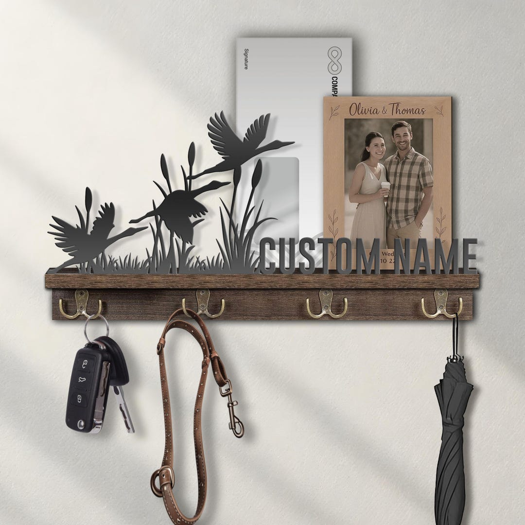 Custom Flying Geese Metal Wooden Key Holder Shelf Personalized Wild ...