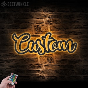 Your Custom Text Words Metal Wall Art LED Light Personalized Name Sign Home Decor Custom Name Outdoor Decoration Housewarming Birthday Xmas