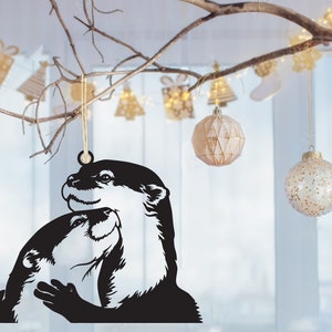 Couple Otter Metal Ornament Otter Sign Otter Christmas Ornament Christmas Tree Ornaments Otter Ornament Animal Ornament Otter Lover Gift