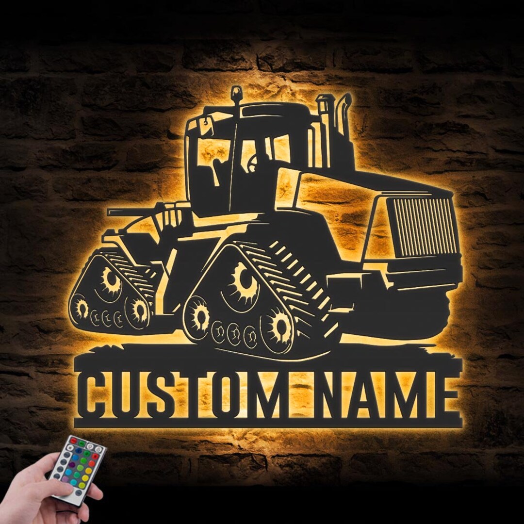 Custom Quadtrac Tractor Metal Wall Art LED Lights Personalized Farm